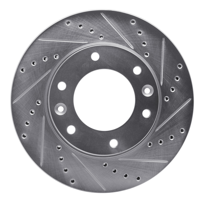Hyundai Entourage Brake Rotor (1) - Front Right - R1 Concepts - Drilled & Slotted - Silver - `06-`14
